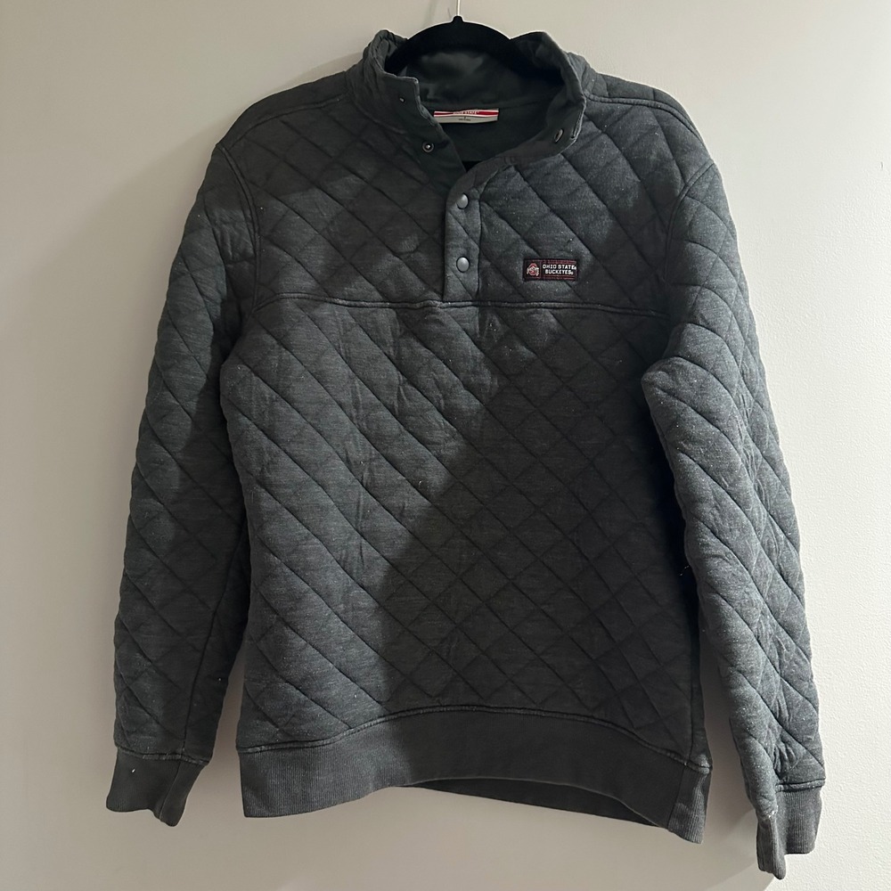 Ohio‎ State Buckeyes Quilted Snap Pullover Sweatshirt Gray Size S